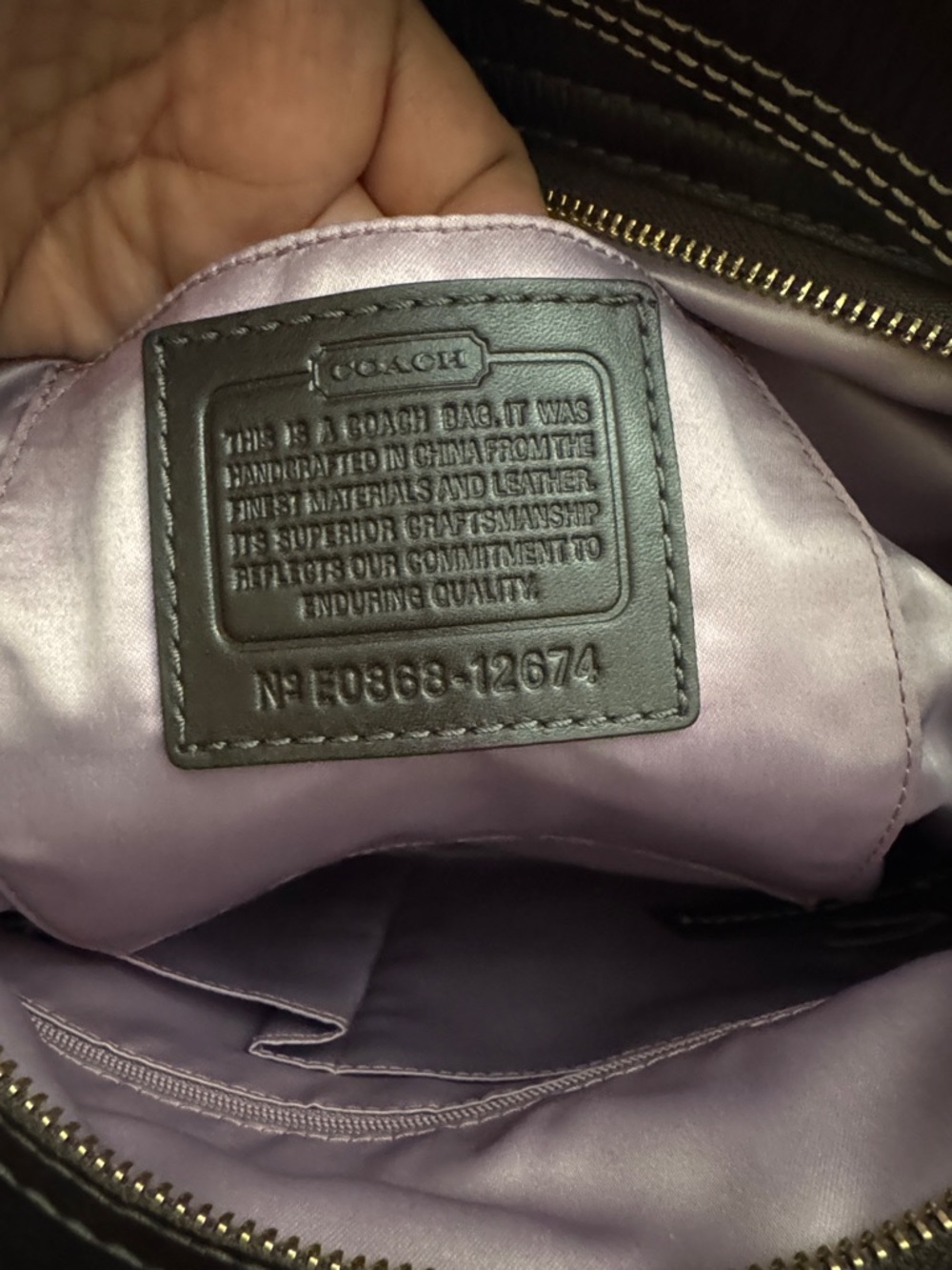 Coach Canvas Shoulder Bag in Beige & Dark Brown 13 in wide & 10 in long. - Picture 8 of 16